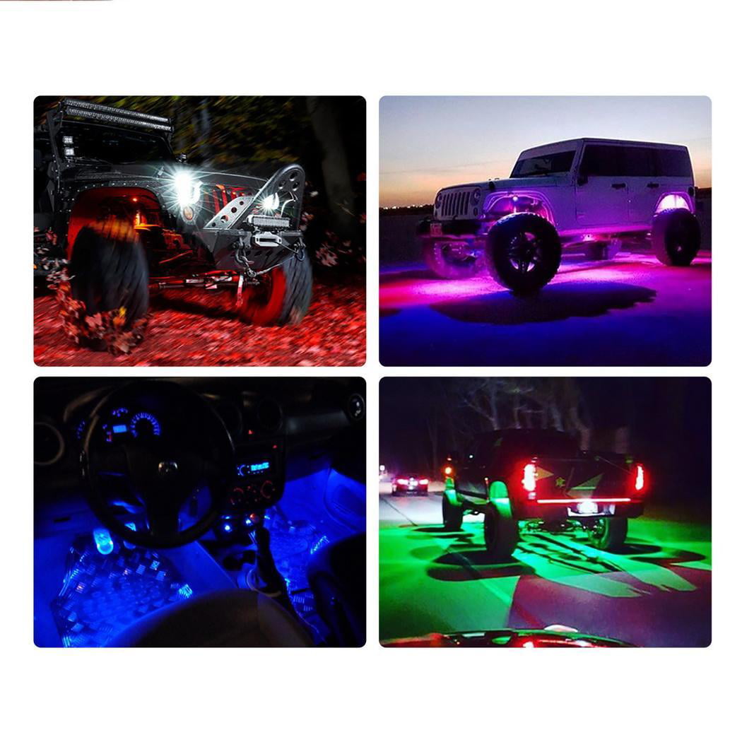 Christmas!RGB LED Rock Lights Cell Phone APP Bluetooth Control Neon LED Light Kit AMZSE ...