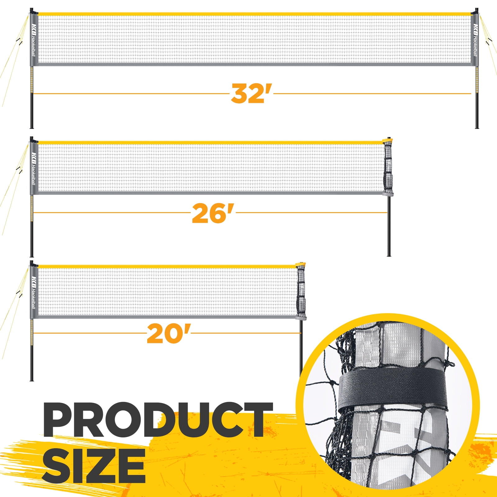 Haokelball Outdoor Volleyball and Badminton Combo Set with Net Width and Height Adjustable Volleyball Badminton Net for Backyard, 4 Rackets, 4 Shuttlecocks, Boundary, Volleyball, Pump and Carry Bag