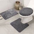 thumbnail image 2 of Set of 3 Non-Slip Bath Mat Bathroom Rugs, Polypropylene Fiber Bath Mat, U-shaped Toilet Floor Mat and Lid Cover, Gray, 2 of 6