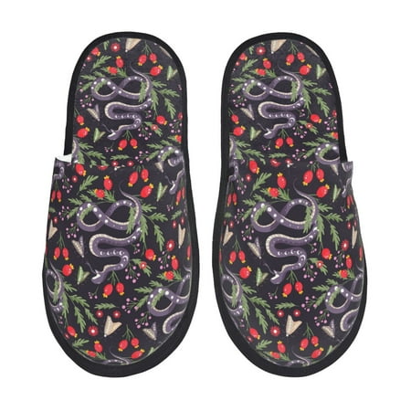 

Sikiie Snakes And Snake Fruit Fuzzy Slip-on Slippers Warm Cozy Soft Lightweight Memory Foam Indoor House ShoesMedium