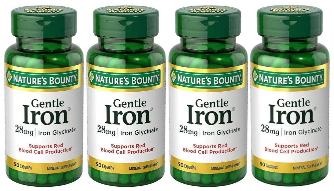 Nature's Bounty Gentle Iron 28 mg Capsules 90 Capsules (Pack of 4)