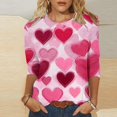 thumbnail image 2 of GA WEIHUA Clearance Deals,Fashion Valentines Day Tops Shirts for Women Love Heart Print Tees Plus Size Blouse Valentine's Day Soft Outfits(Hot Pink,XL), 2 of 5