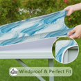 thumbnail image 6 of Blue Marble Gold Wave Pattern Square Fitted Tablecloth with Elastic Edge,Square Table Cover,Washable Elastic Table Cover for Home Kitchen Party Decor 34"x34", 6 of 6