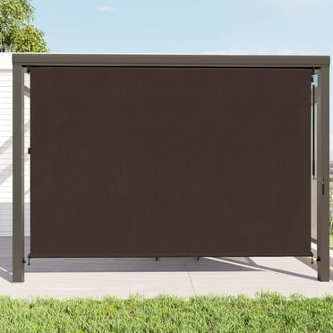 Outdoor Roller Shade, Patio Cordless Blinds Roll Up Shade Fabric for Porch Gazebo (5' W X 6' L), Chocolate