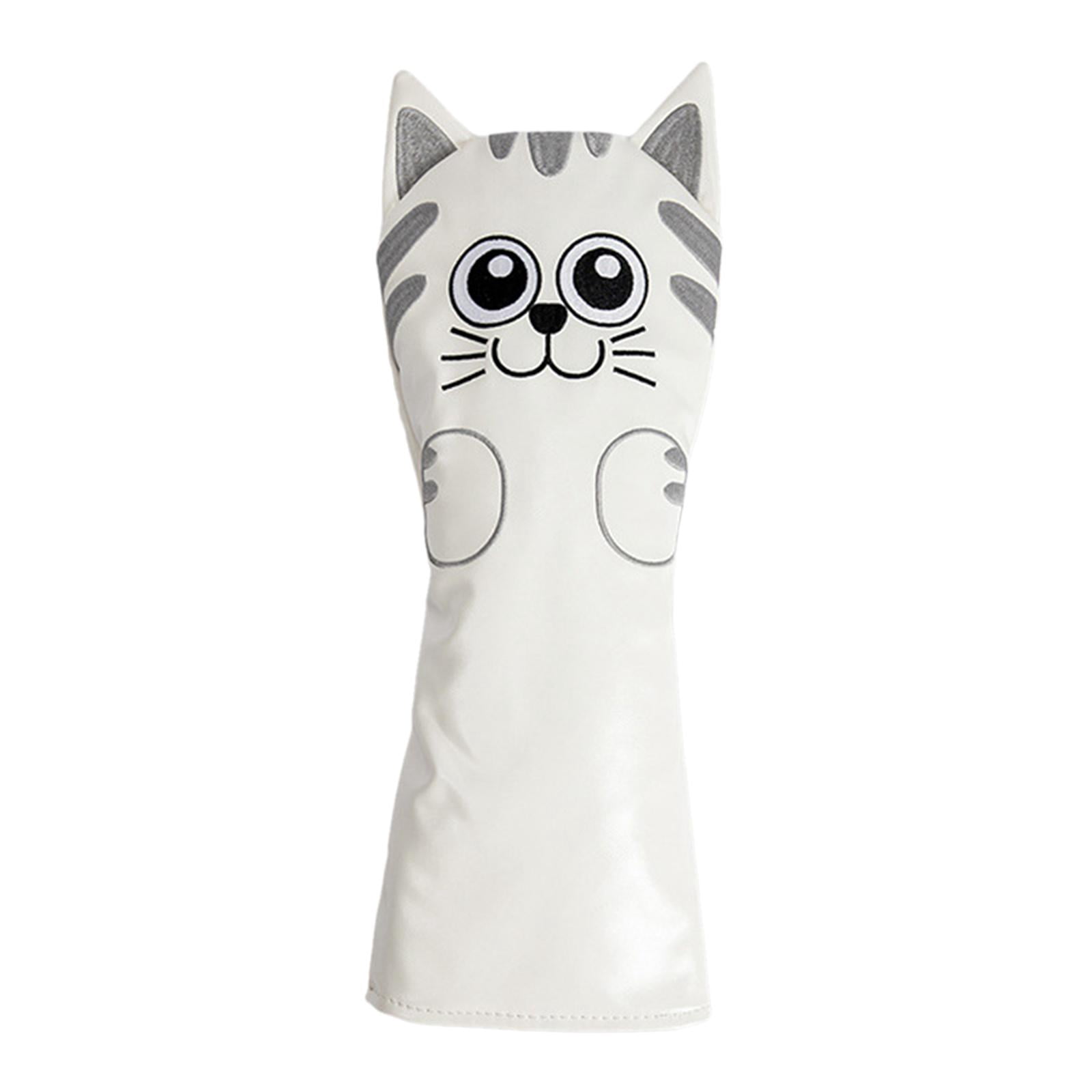 harayaa Golf Club Head Covers Mallet Putter Cat Pattern Accessories Putter Cue Headcover Driver White