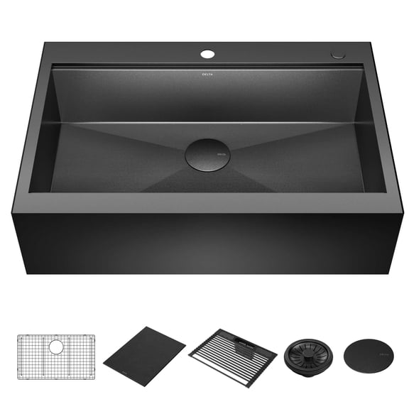 Delta 95D9031-T33S-GS Rivet 33" Workstation Farmhouse Apron Front Kitchen Sink Drop-In 16