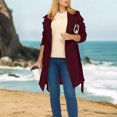 thumbnail image 2 of Women's Casual and Stylish Solid Color Loose Double-Breasted Long Trench Coat, Lapel Collar with Lining for Elegant Fall and Winter Outerwear,Wine,S, 2 of 5