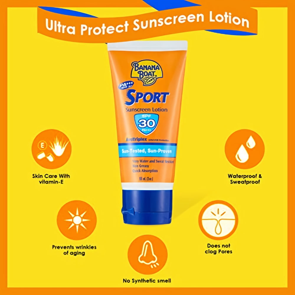 Banana Boat Sport Performance Sunscreen Lotion 30 SPF 1 oz (Pack of 12)