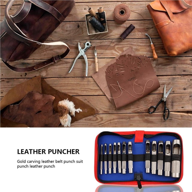 Advancent Juego de herramientas para artesanía en cuero, perforadora de cuero, perforadora redonda de acero para artesanía de cuero, perforadora de De coser Advancent HA017280-00