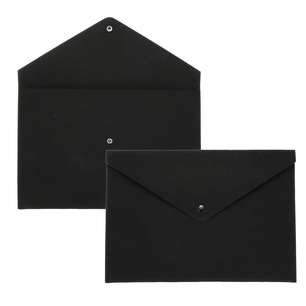 2 Pcs Carpetas de Fieltro, Carpeta de Sobre A4 Bolsa de Almacenamiento de Documentos con Cierre de Botón (Negro)