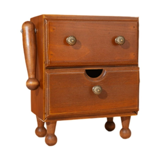 Organizador de cajones de escritorio, cajón de mesa, tocador, caja de almacenamiento de madera rústica para marrón
