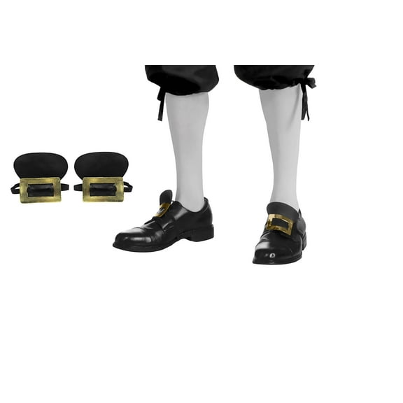 Nicky Bigs Novelties Faux Gold Shoe Buckles White Knee High Stockings Socks Costume Set