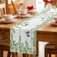 thumbnail image 5 of Spring Botanical Table Runner - 72 Inch Long Watercolor Leaves Flowers Birds Gray Wood Cotton and Linen Blended Dress Scarves Farmhouse Table Runner for Kitchen Dining, Coffee Table, 13" x 72", 5 of 8