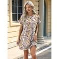 thumbnail image 5 of Women'S Summer Dresses Short Sleeve Cute Spring Mini Dress Crewneck Casual Beach Vacation Dresses Yellow Flower S, 5 of 10