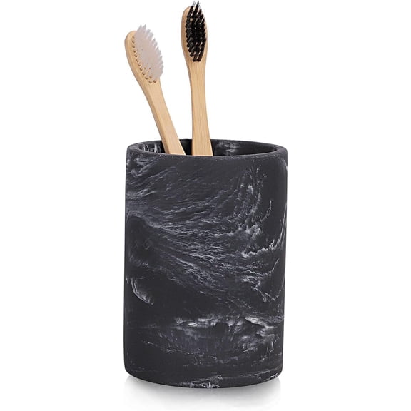 Zccz Black Marble Look Toothbrush Holder for Bathroom, Electric Toothbrush & Toothpaste Organizer