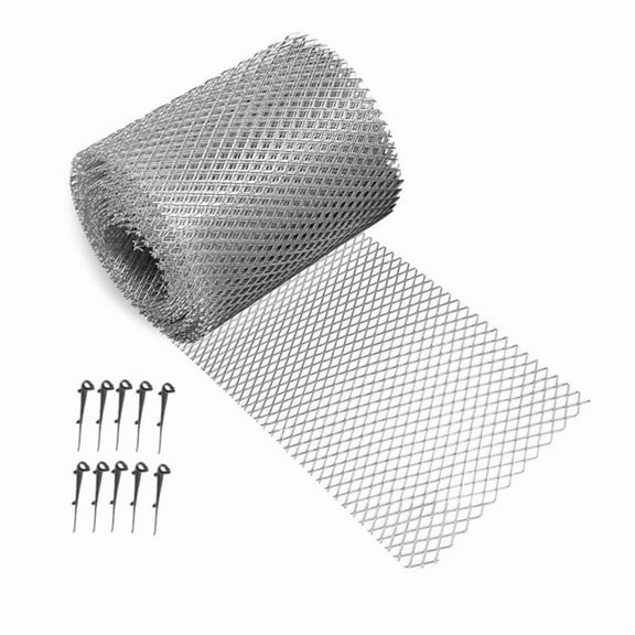 Gutter Guard Mesh Filter Gutter Cover DIY Gutter Screen Protection Netting Roll with 10 Fixed Cable Silver Stainless steel