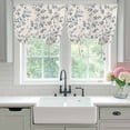 thumbnail image 4 of Navy Blue Leaves Tie Up Curtains for Windows, Adjustable Balloon Window Shades, Vintage Summer Botanical Farmhouse Rustic Kitchen Window Treatments Farmhouse Short Curtains with Rod Pocket 42"x45", 4 of 8