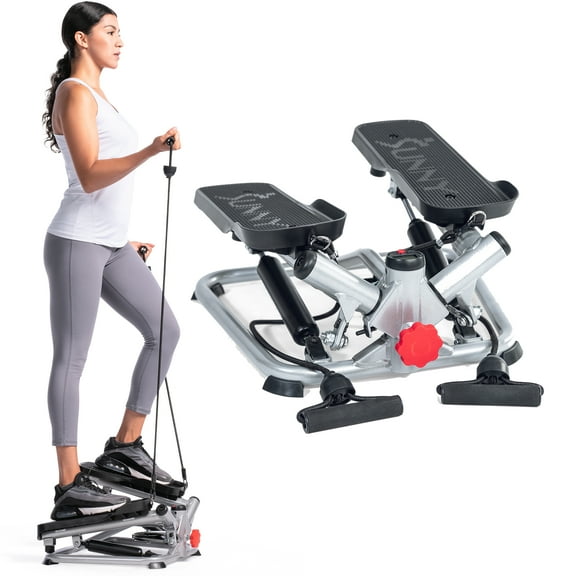 Sunny Health & Fitness Twist Mini Stair Stepper with Resistance Bands, Full Body Cardio Workout, SF-S0979