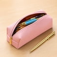 thumbnail image 6 of WONDBA PU Leather Pencil Case with zipper, simple style Pink, 6 of 7