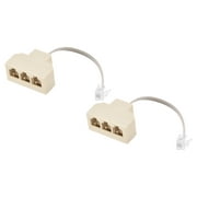 Uxcell Phone Jack Splitter 6P4C 2 Way Socket Adapter Telephone Line Splitter with Telephone Extension Cord 2Pack