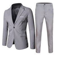 Boys Casual Outfit Sets Teen Solid Color V Neck Botton Down Long Sleeve Formal Tops And Pants Two Piece Suit Streetwear,Gray,18-19 Years