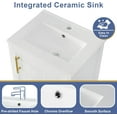 thumbnail image 4 of 20" Small Bathroom Vanity with Sink, Modern Bathroom Cabinet with Storage Door & Open Shelf, Free Standing Bathroom Vanities with Ceramic Sink, White, 4 of 17