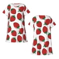 thumbnail image 4 of Hirioo Hand Drawn Strawberry for Women's Nightdress Comfortable Short Sleeve Nightwear Casual Sleep Dress, 4 of 6
