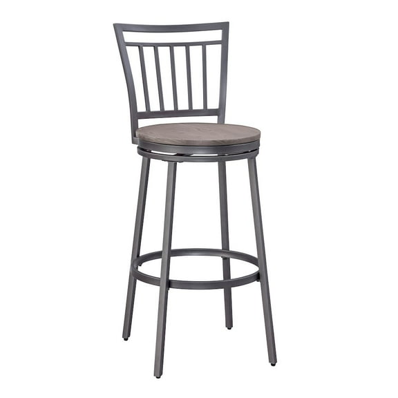 American Woodcrafters Stockton Gray Metal Swivel 30" Seat Height Bar Stool