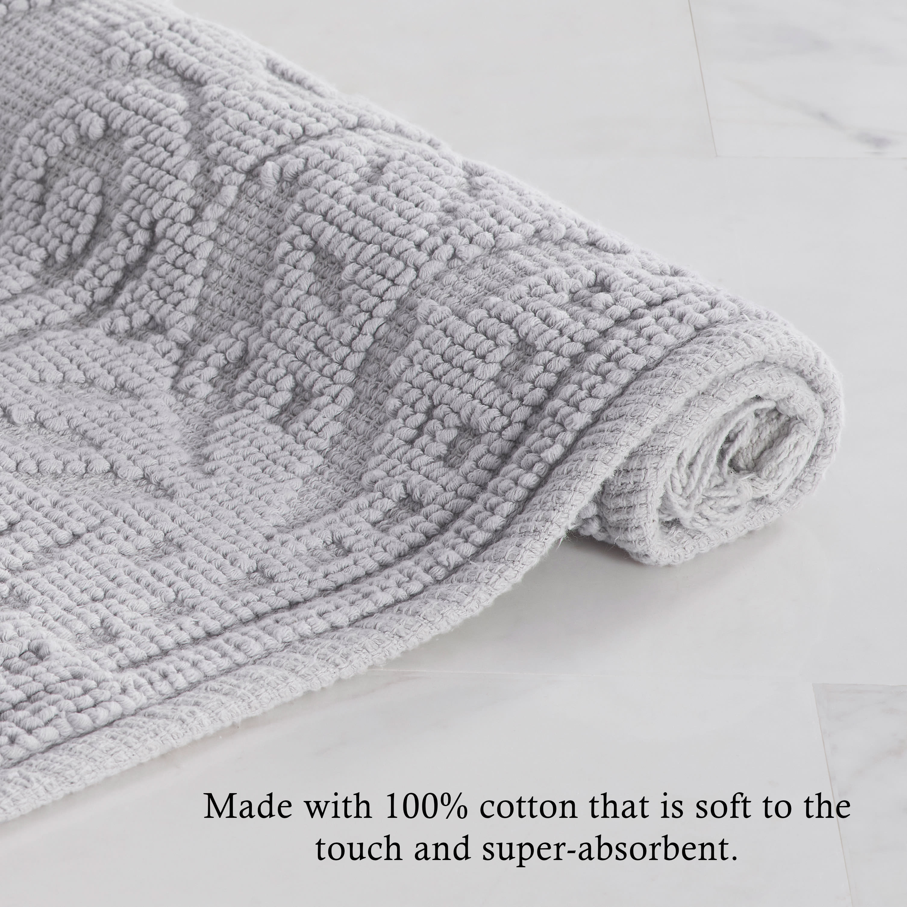 Jean Pierre Ricardo Cotton Fringe 2-Piece Bath Rug Set, Light Grey