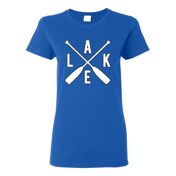 Wild Bobby, Lake Cross Paddles, Women Graphic Tee, Royal, Small