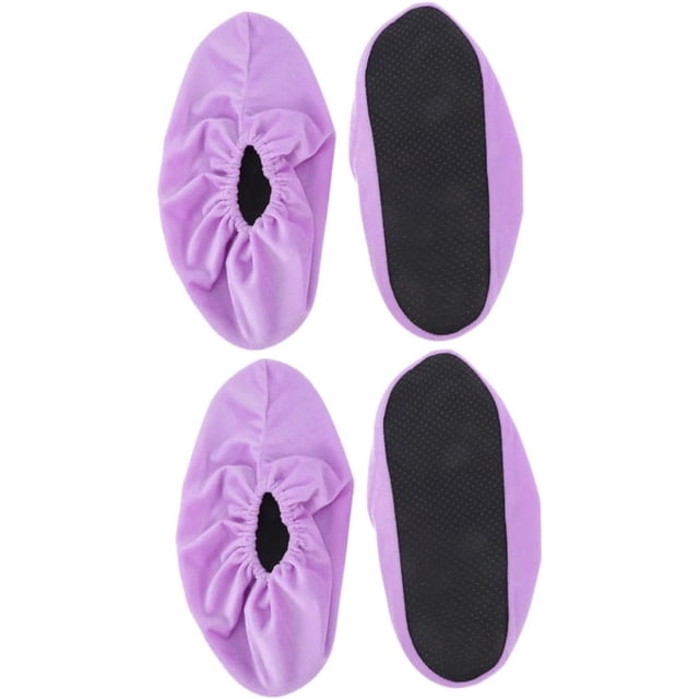 Shoe Covers, 3 Pairs Reusable Non Slip Shoe Protector Covers Washable Soft Shoe Cover for Household Office, Purple