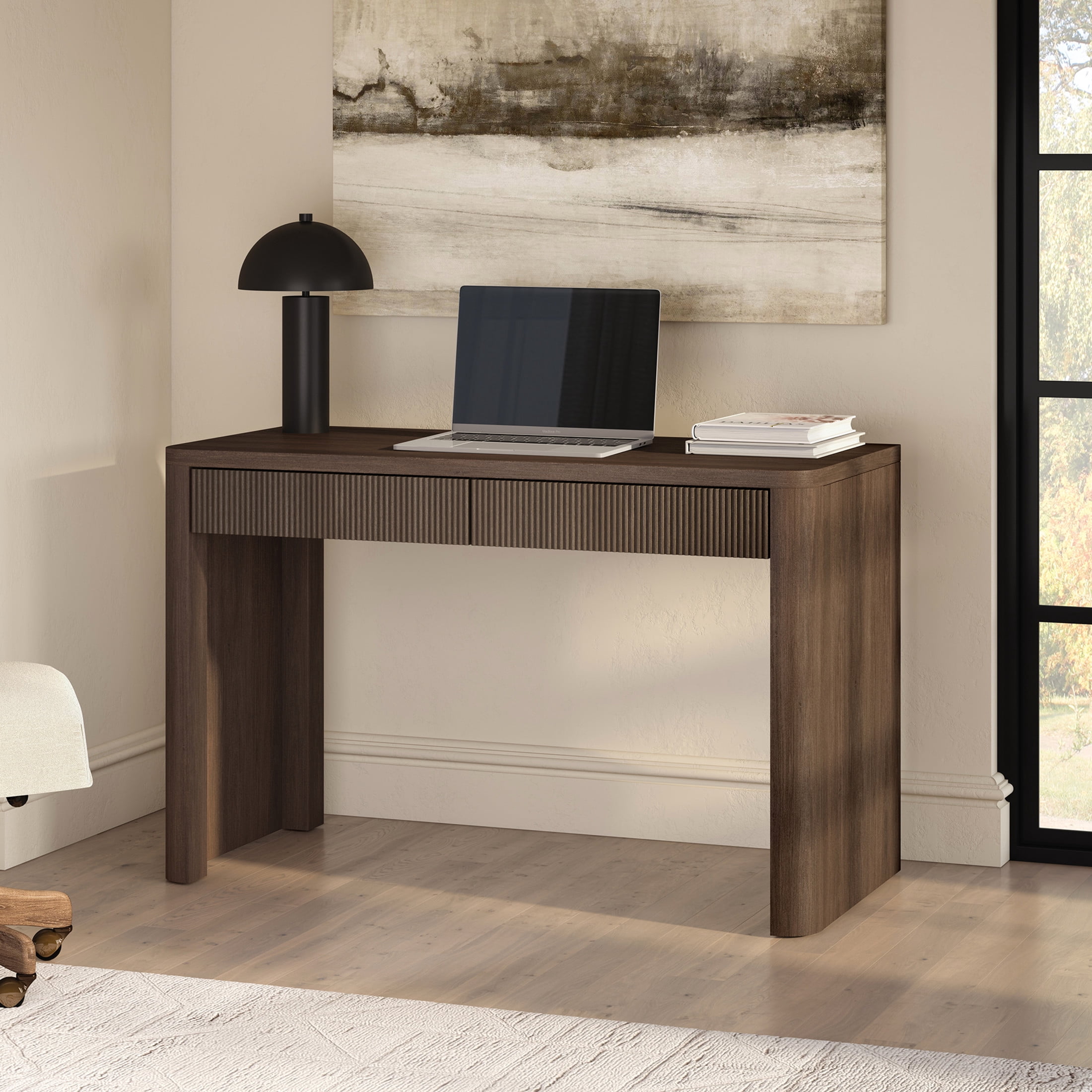 Evelyn&Zoe Modern/Contemporary 47.5" Wide Brown Oak Home Office