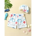 thumbnail image 2 of Arvbitana 2Pcs Little Boys Swim Shorts Print Swim Swimsuit Bathing Suit with Swim Cap, 2 of 8