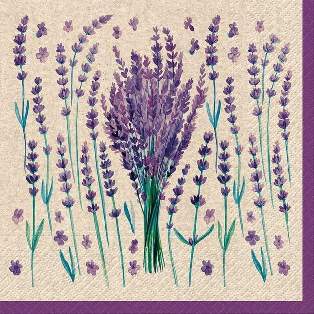 Ensemble de 6 Ensemble de 20 Serviettes Charme Lavande pour le Dîner