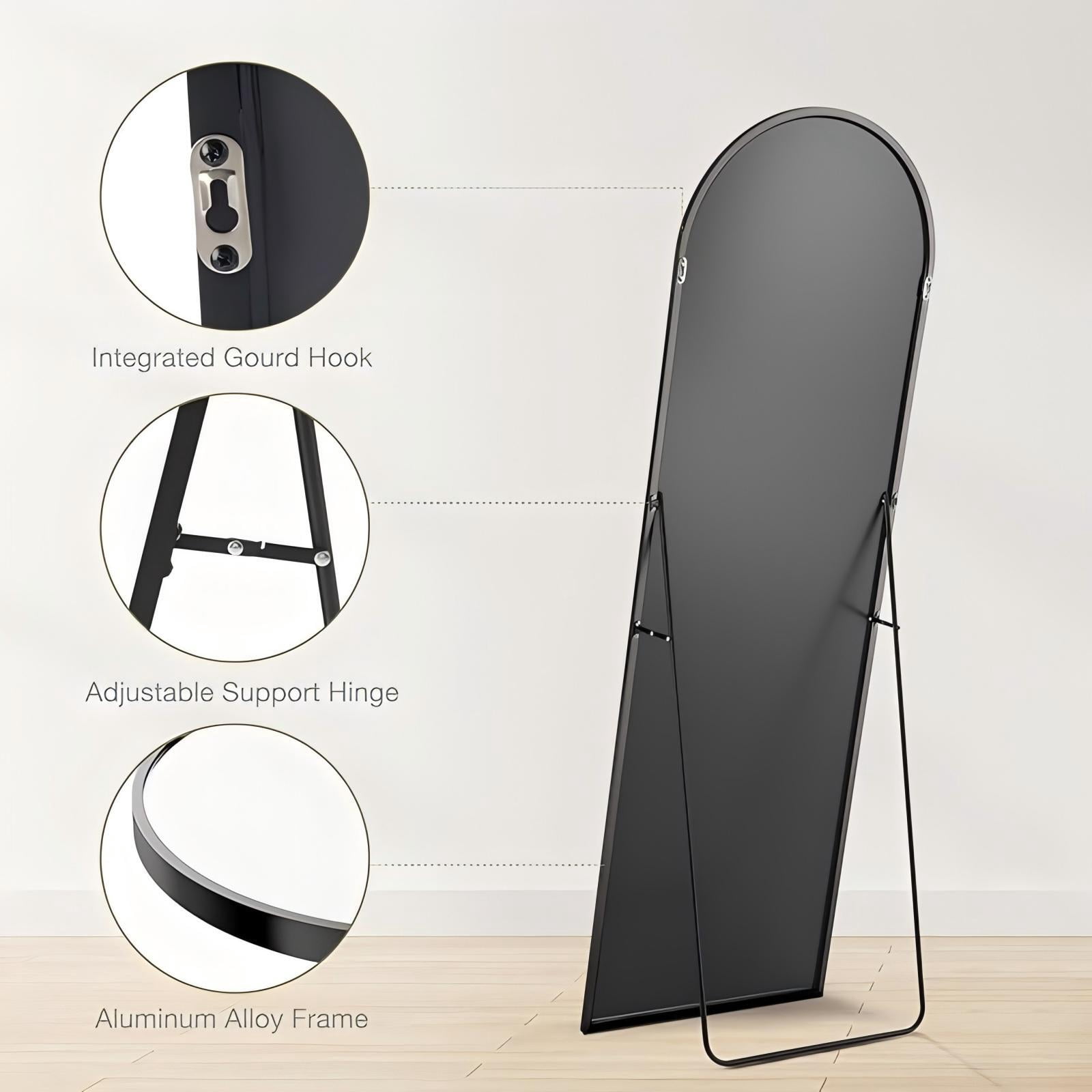 Lumora 59" x 16.3" Arched Full Length Mirror Wall Mirror with Stand Modern Full Body Mirror,Black