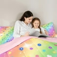 thumbnail image 2 of jejeloiu Glitter Rainbow Full Size Comforter Sets,Multicolor Galaxy Bedding Comforter Set,Girls Colorful Stripes Bedding Sets For Children,Lightweight Bedroom Decor Reversible,3pcs, 2 of 8