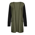 thumbnail image 3 of Cardigans Longs pour Femmes Légers Blouse Décontractée Patchwork Cardigan Manches Longues avec Poche Hauts Manteau en Liquidation, 3 of 4