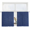 thumbnail image 2 of Vintage Navy Blue Semi Sheer Window Curtains 54 Inches Long, Farmhouse Retro Dark Solid Color Linen Texture Rod Pocket Voile Chiffon Curtain Light Filtering Drapes for Living Room, 52"x54", 2 Panels, 2 of 9