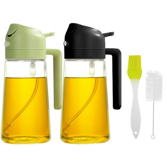 Evermire 2 in 1 Oil Dispenser, 2 in 1 Glass Oil Dispenser, 2 in 1 Glass Oil Sprayer & Dispenser, Oil Dispenser for Kitchen Spray and Pour, 2-in-1 Olive Oil Sprayer for Kitchen Cooking (Beige)
