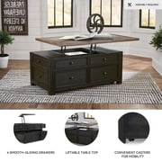 Signature Design by Ashley Tyler Creek 4 Drawer Coffee Table with Lift Top, Grayish Brown/Black