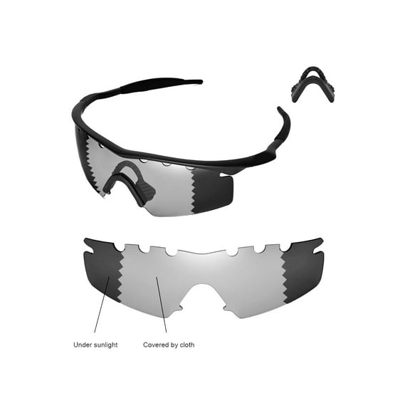 Walleva Transition/Photochromic Polarized Vented Replacement Lenses And Black Nosepad For Oakley M Frame Strike Sunglasses