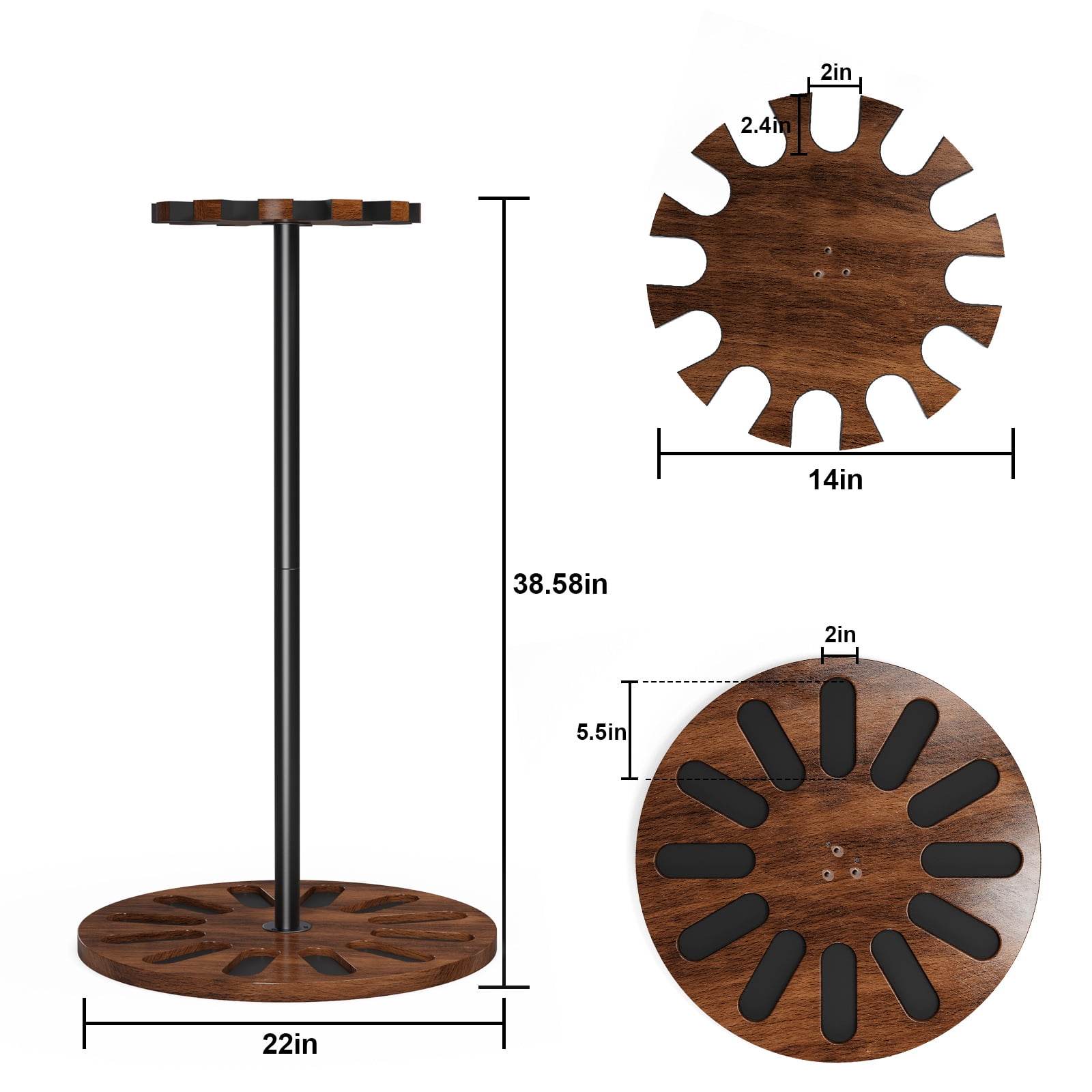 Sfugno Gun Rack Indoor Display Storage Holds 12 Guns with Soft Padding, Walnut Wood