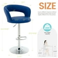 thumbnail image 3 of Bar Stools Adjustable Height, PU Leather Modern Swivel Barstools with Hollow Back and Arms, Counter Height Bar Stool for Kitchen Bar, Blue, 3 of 11