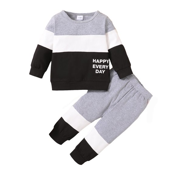 Toddler Kids Boys 2 Piece Outfits SetsInfant Baby Long Sleeve Print Tops And Pants Child Clothes Set Casual Clothes Set 3-6 Months