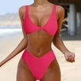 thumbnail image 4 of Penkiiy Women Bikini Set Solid Color Sexy Triangle Two Piece Swimsu L Pink, 4 of 8