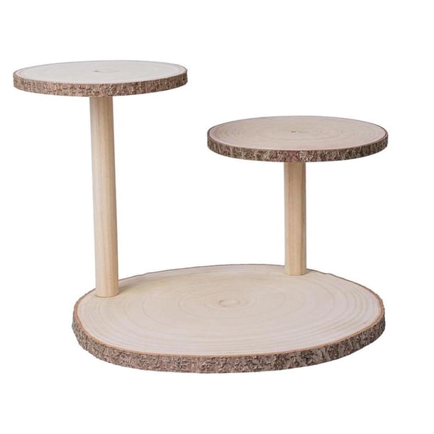 Soporte de madera para cupcakes, soporte multifuncional para repostería, bandeja para aperitivos, plato para dulces y postres. 3 niveles
