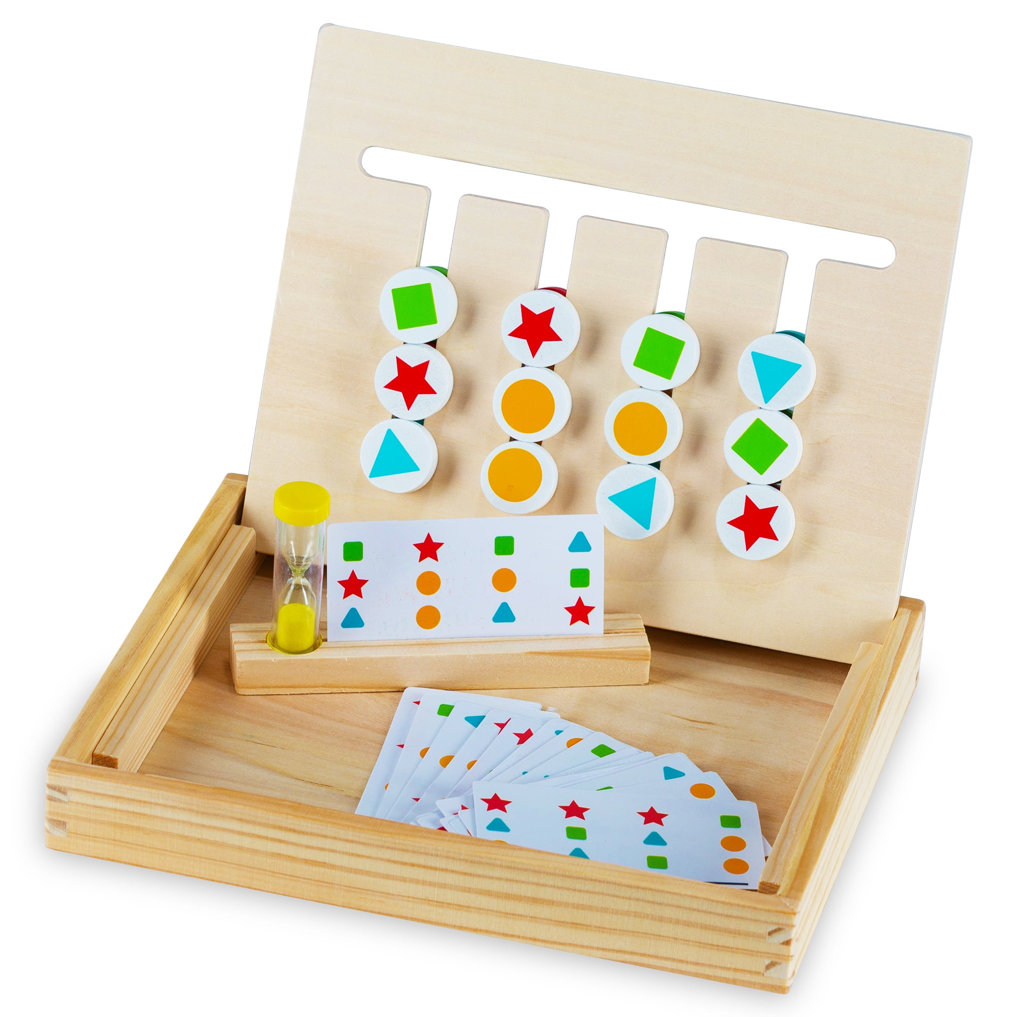 Play Brainy Four-Color & Shape Wooden Jig-Saw Puzzle Montessori STEM Toy