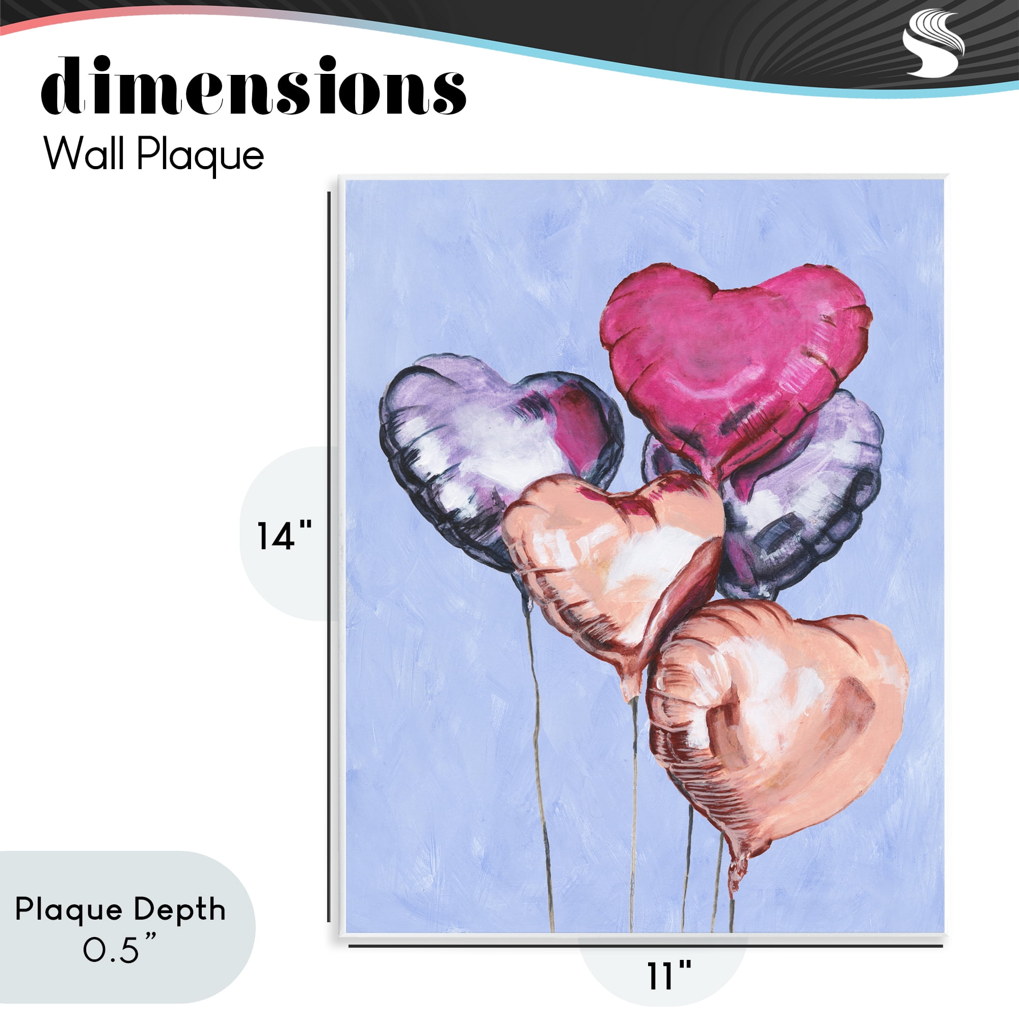 Stupell Industries Vibrant Heart Balloons Wall Plaque Art, design by Michael Willett