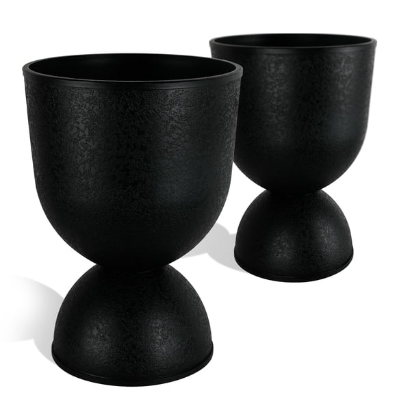 Maceteros KOL Juego de 2 Urnas de Plástico Negro de 46 cm de Alto