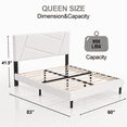 thumbnail image 3 of Queen Bed Frame,Telino Queen Size Platform Bed With Fabric Upholstered Headboard, White,Adult, 3 of 6